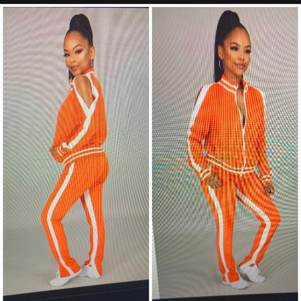Orange track suit